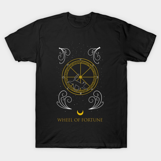 Wheel of Fortune - Tarot Cats T-Shirt by Marlopoly